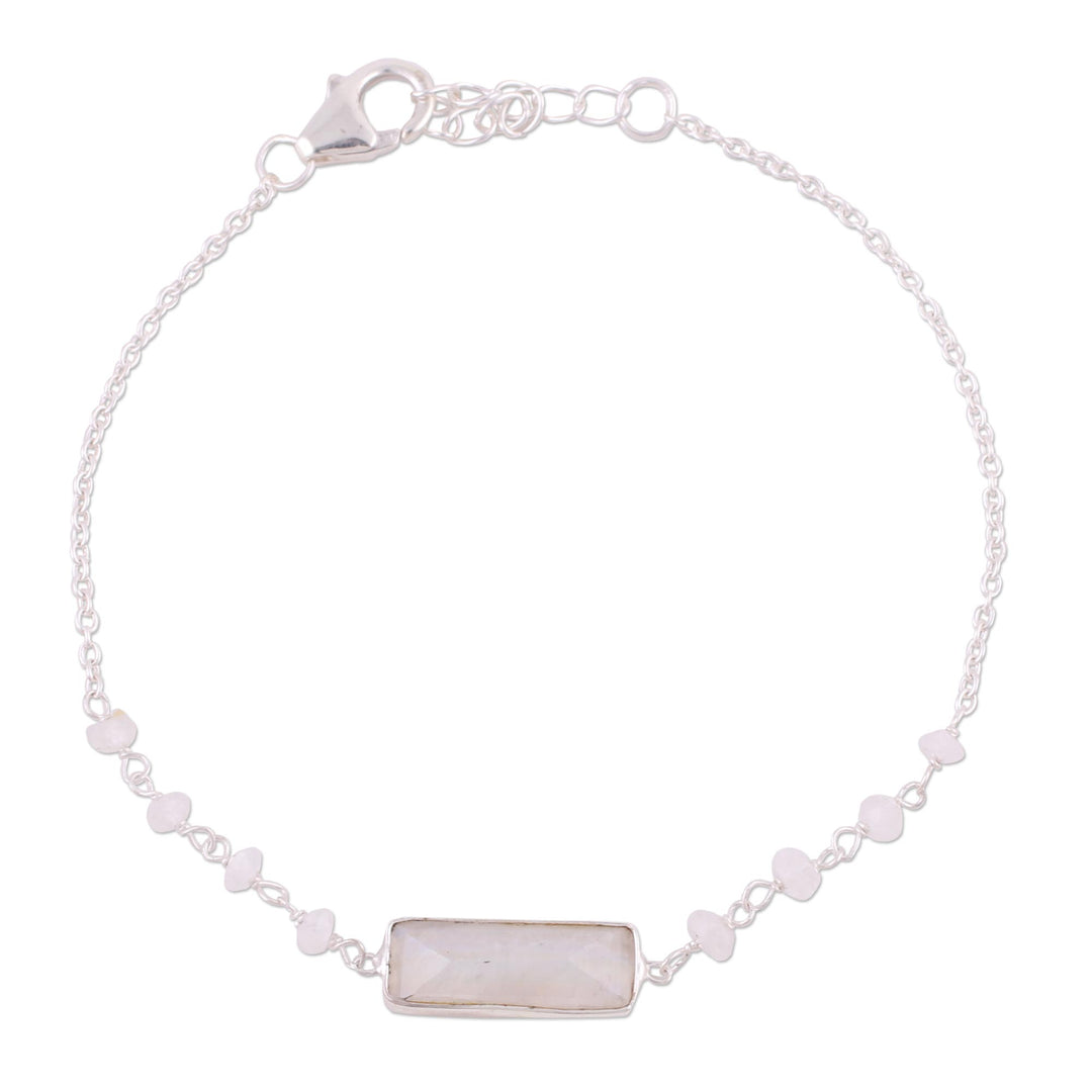 Rainbow Moonstone Beaded Pendant Bracelet from India - Magical Prism