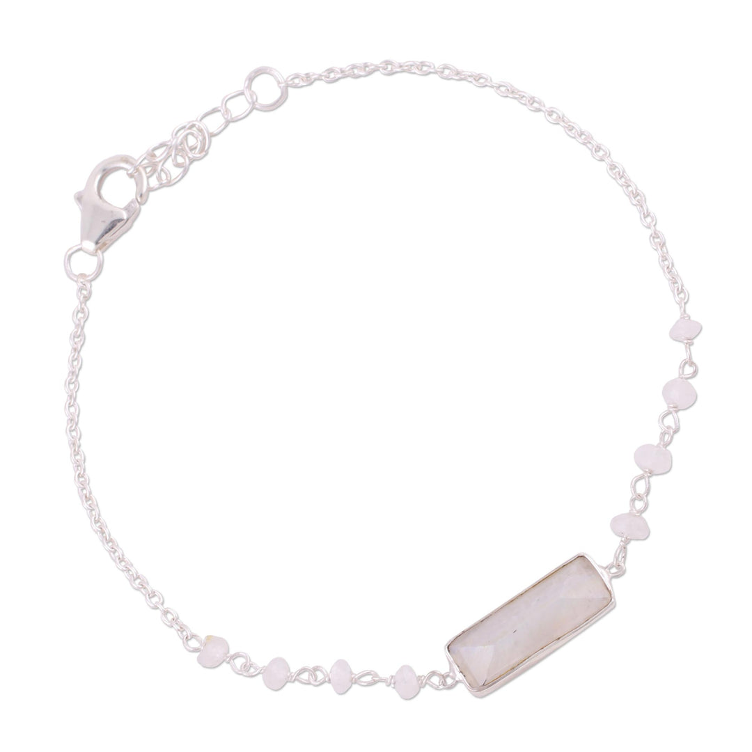 Rainbow Moonstone Beaded Pendant Bracelet from India - Magical Prism