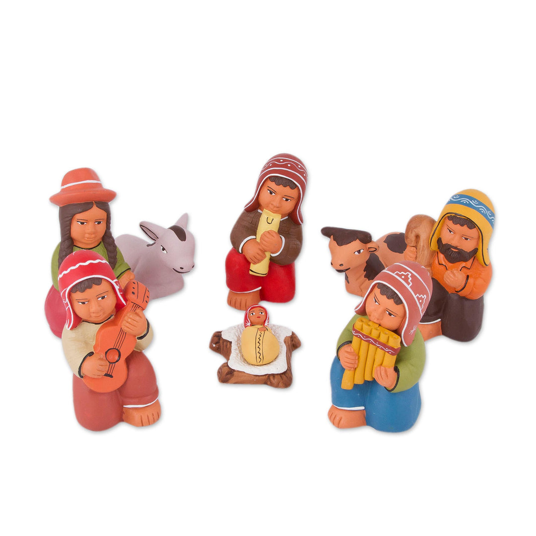9-Piece Music-Themed Hand-Painted Ceramic Nativity Scene - Nativity Melody