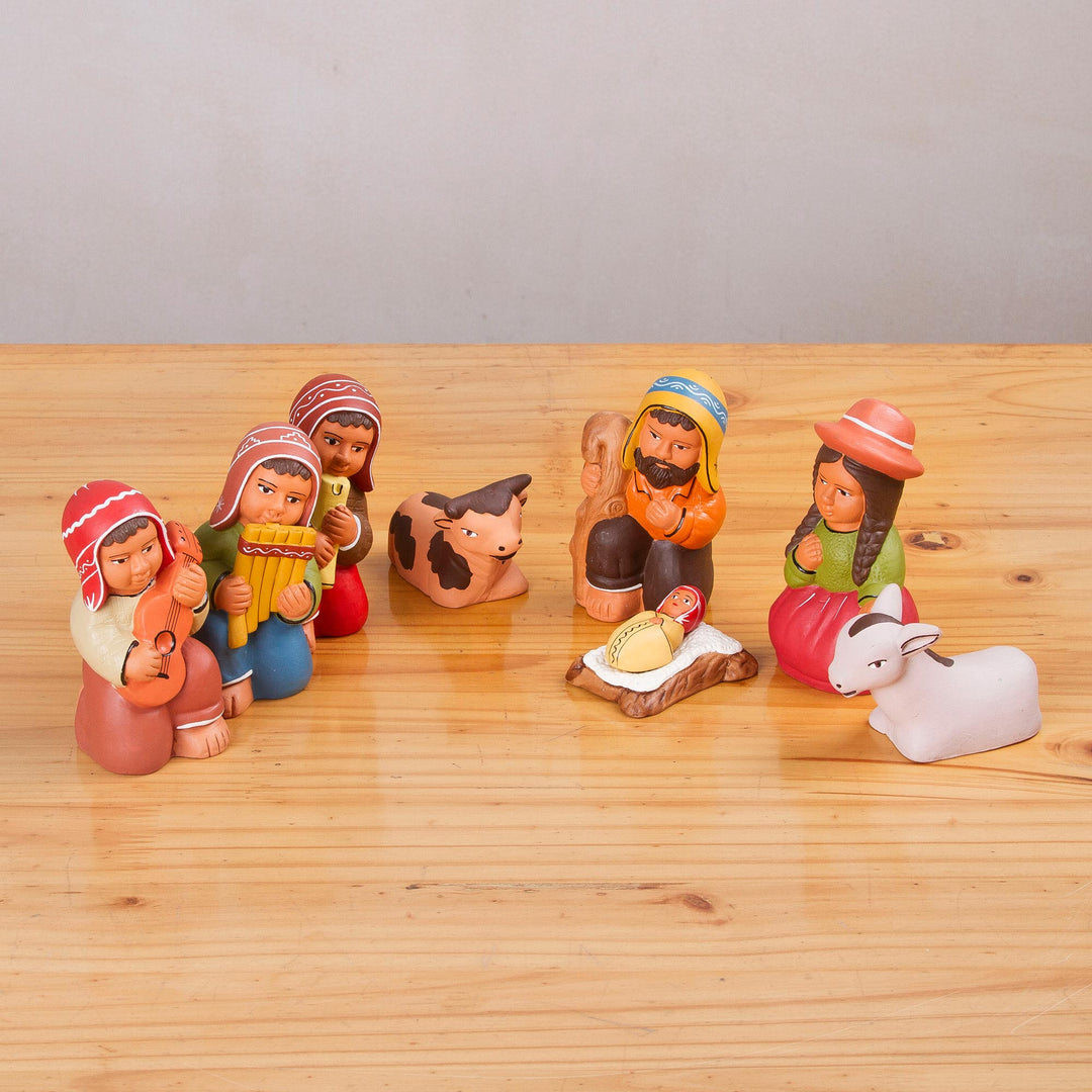 9-Piece Music-Themed Hand-Painted Ceramic Nativity Scene - Nativity Melody