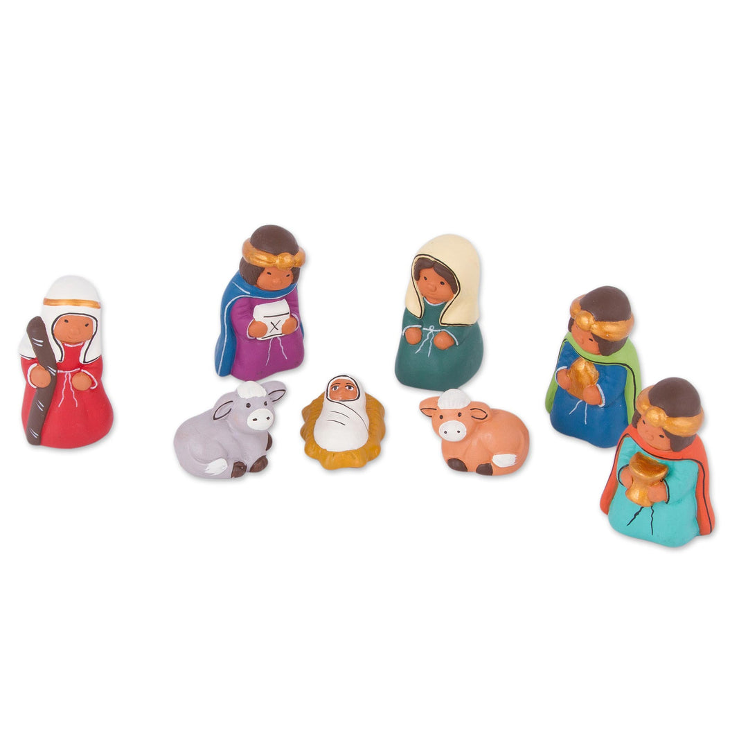 Hand-Painted Traditional 8-Piece Ceramic Nativity Scene - Ancient Nativity