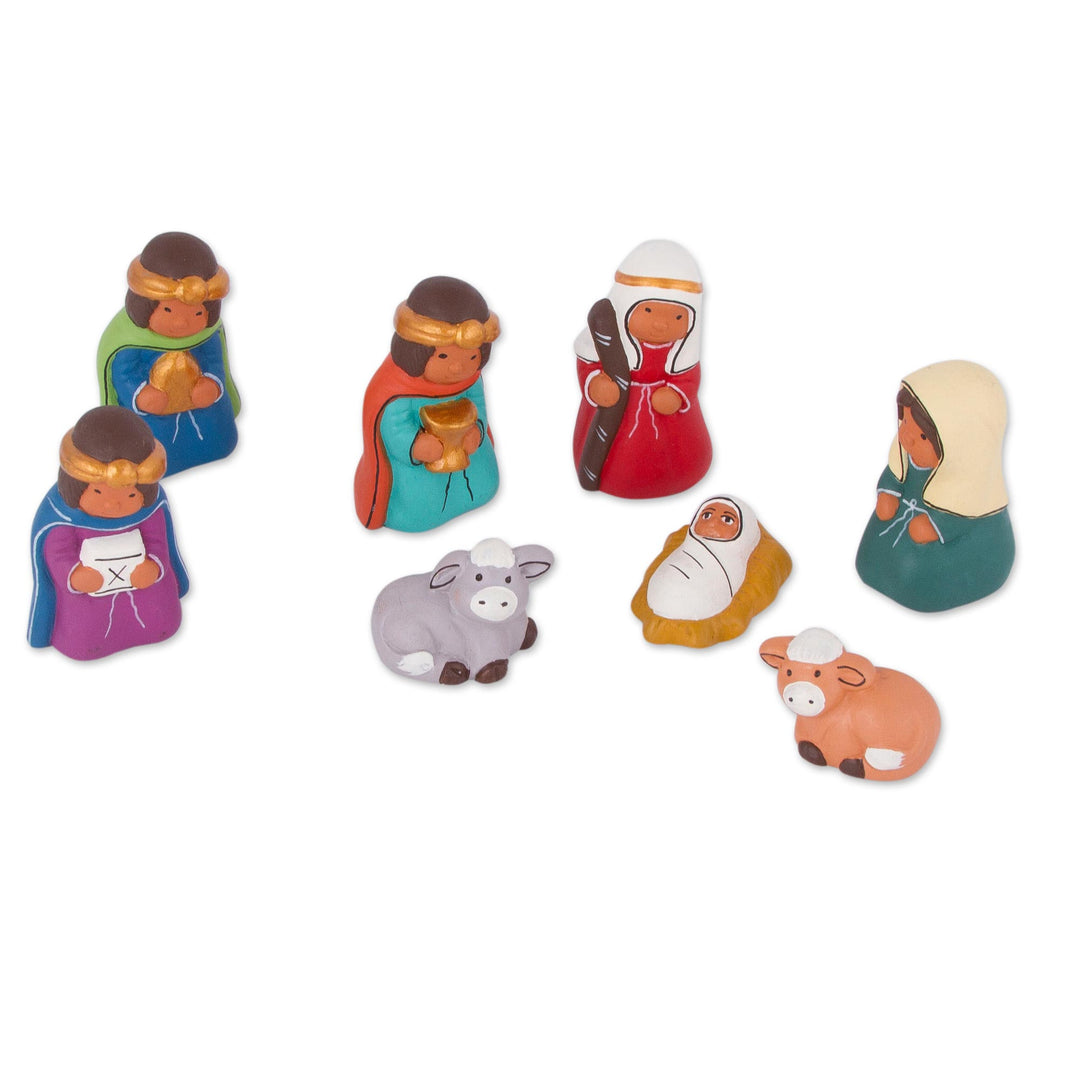 Hand-Painted Traditional 8-Piece Ceramic Nativity Scene - Ancient Nativity
