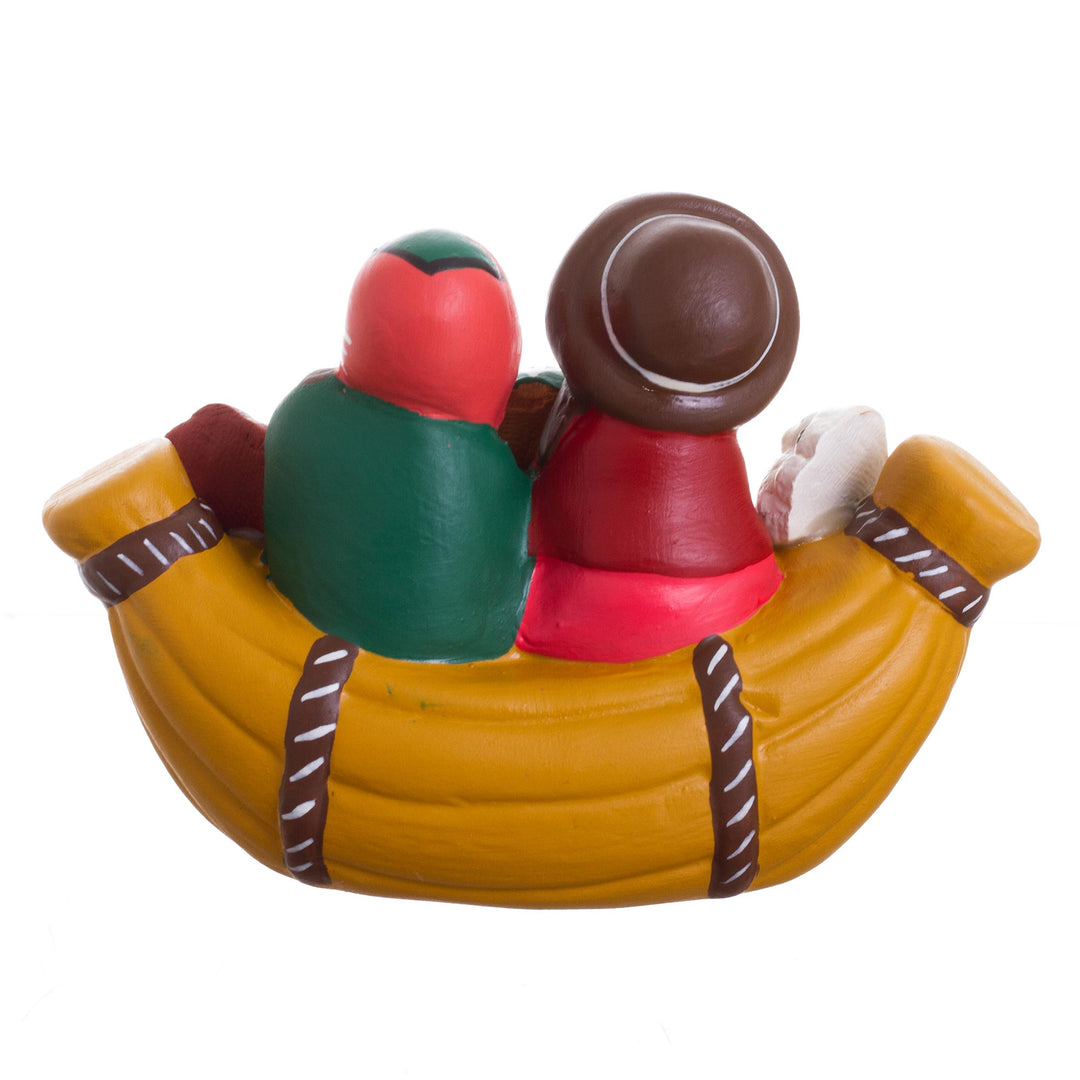Cultural Ceramic Nativity Scene on a Canoe from Peru - Canoe Voyage