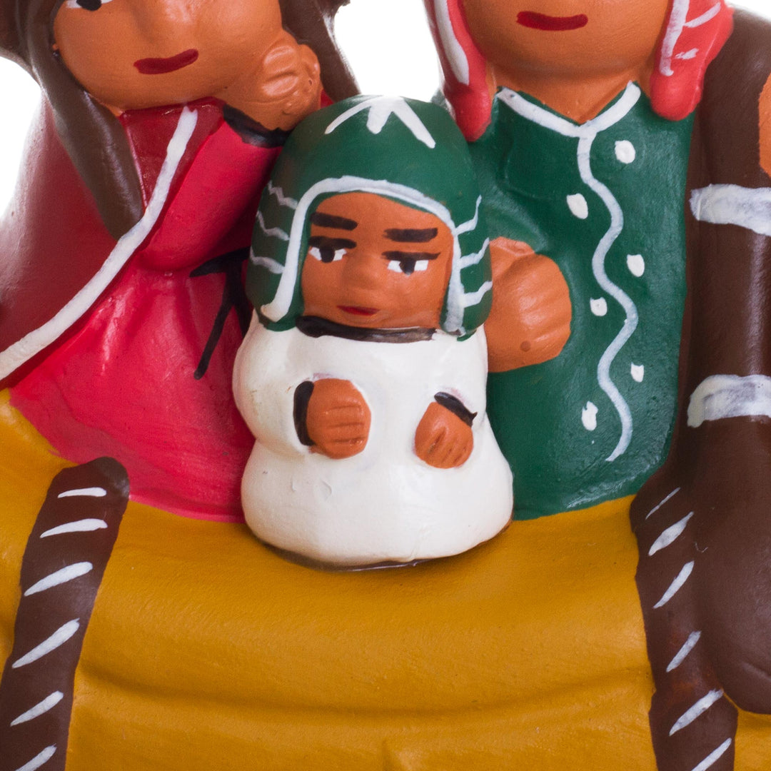 Cultural Ceramic Nativity Scene on a Canoe from Peru - Canoe Voyage