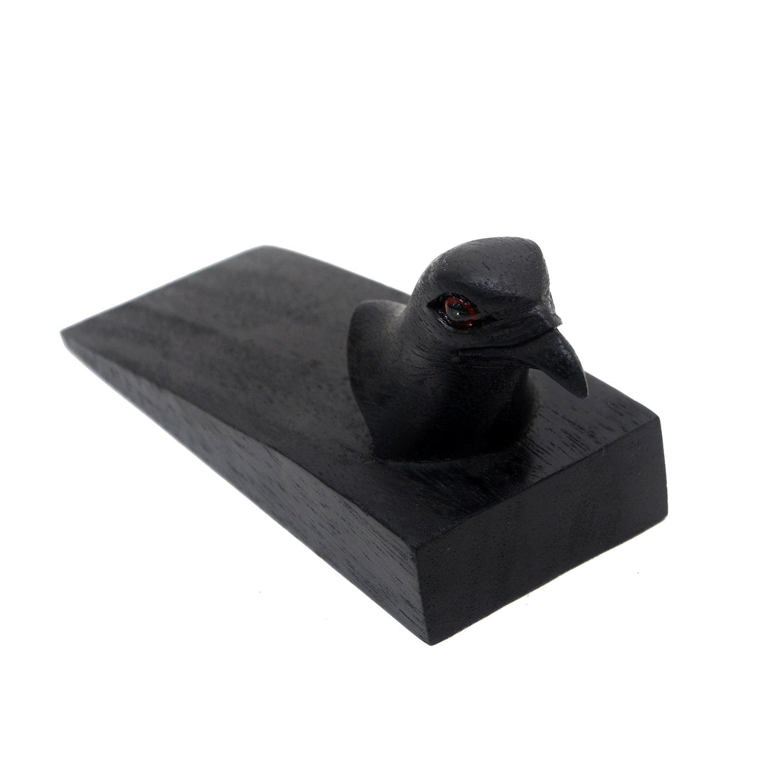 Handcrafted Suar Wood Eagle Doorstop in Black from Bali - Helpful Eagle in Black