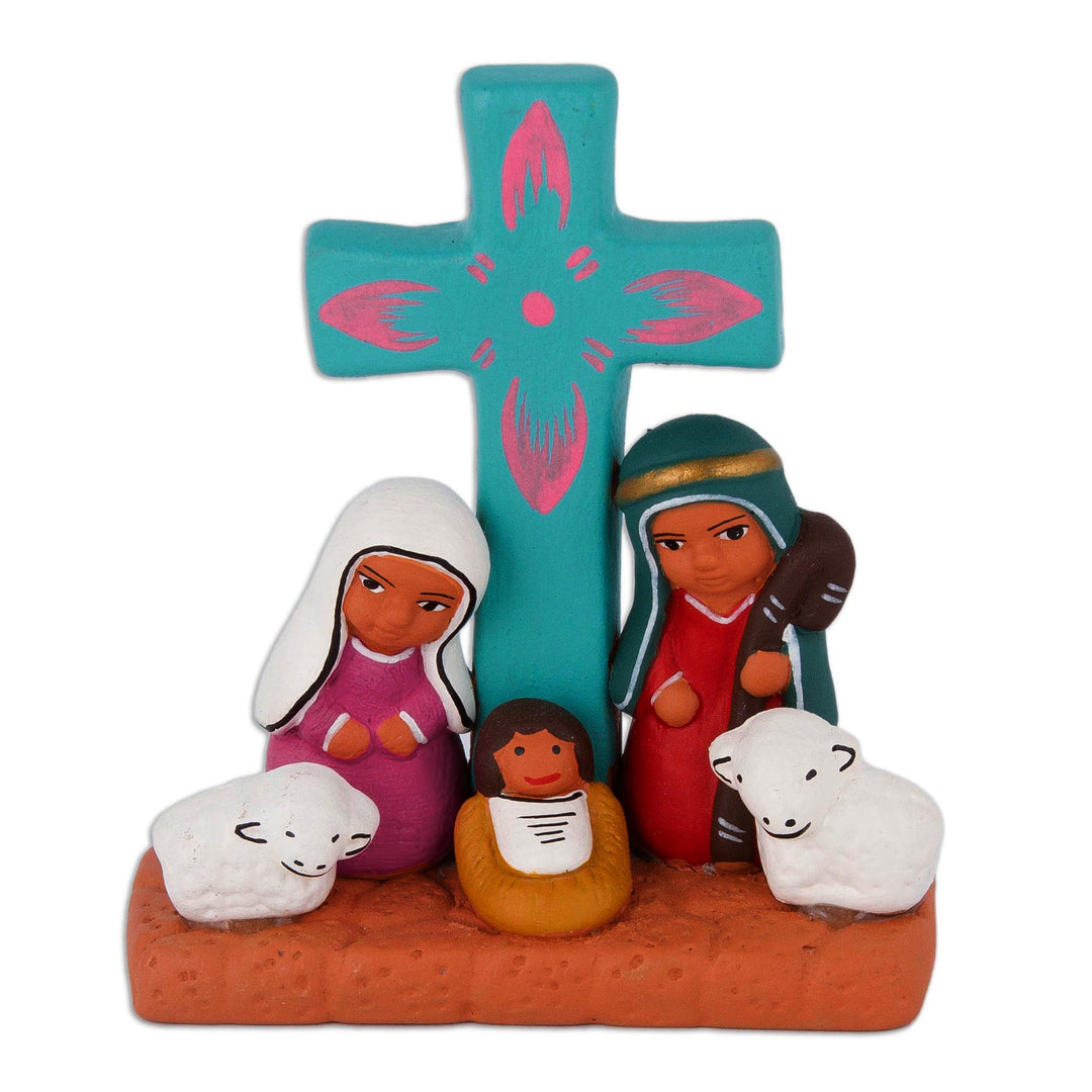 Hand-Painted Nativity Scene Decorative Accent from Peru - Nativity of Happiness