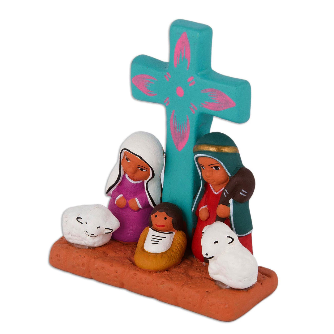 Hand-Painted Nativity Scene Decorative Accent from Peru - Nativity of Happiness