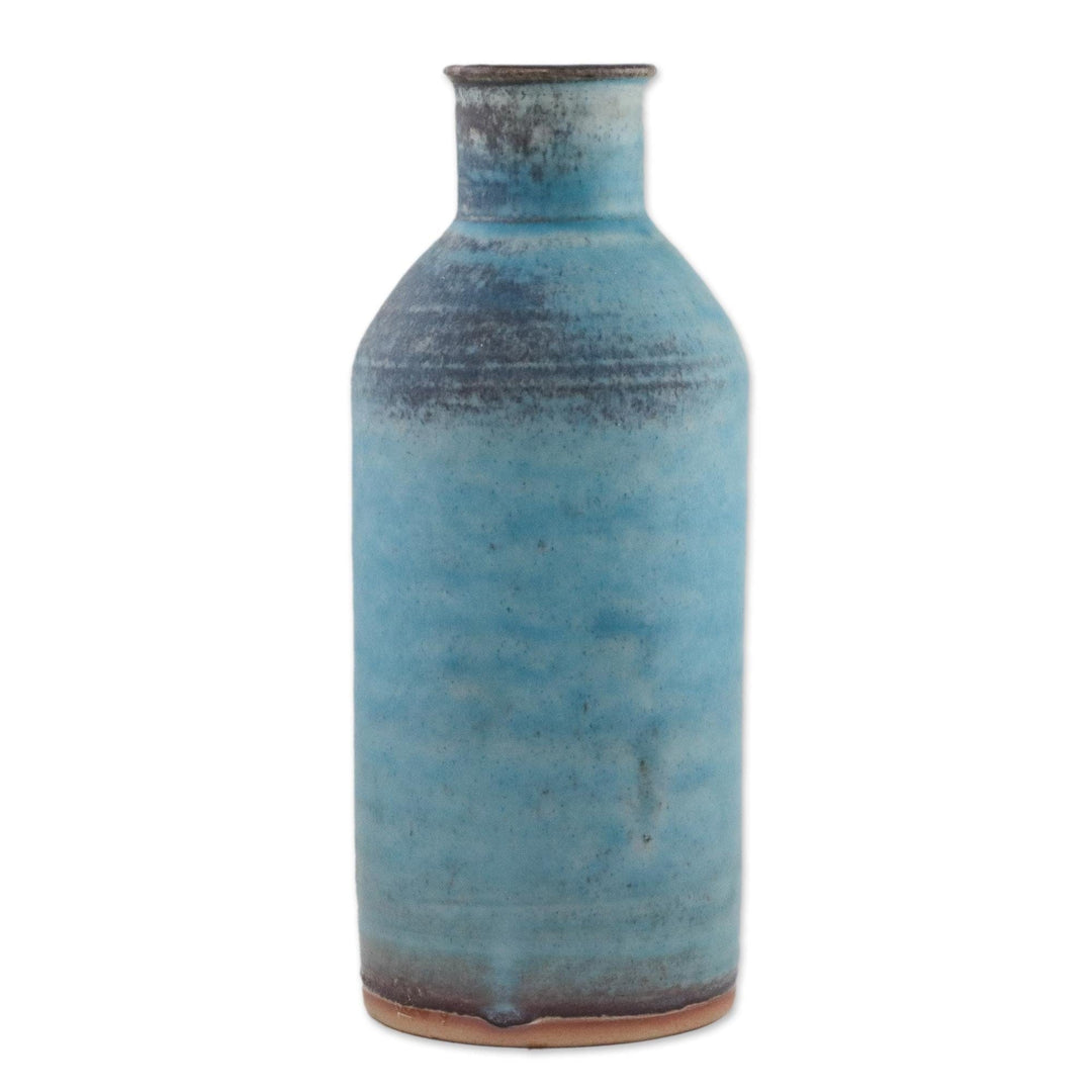 Handmade Blue and Brown Ceramic Vase - Blue Memories