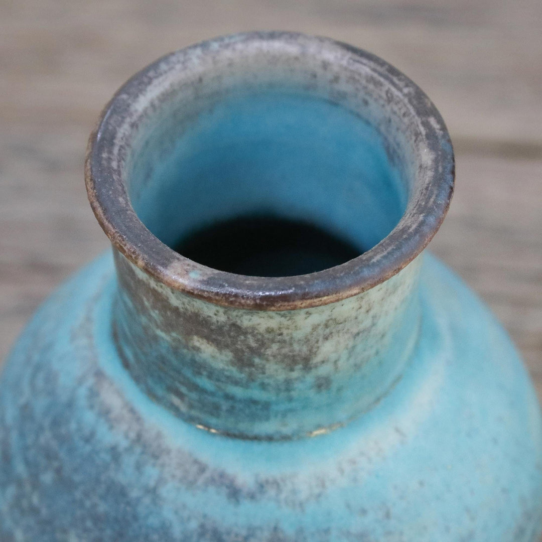 Handmade Blue and Brown Ceramic Vase - Blue Memories