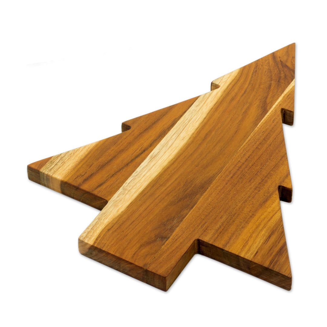 Teak Wood Tree-Shaped Charcuterie Board from Guatemala - Festive Delights