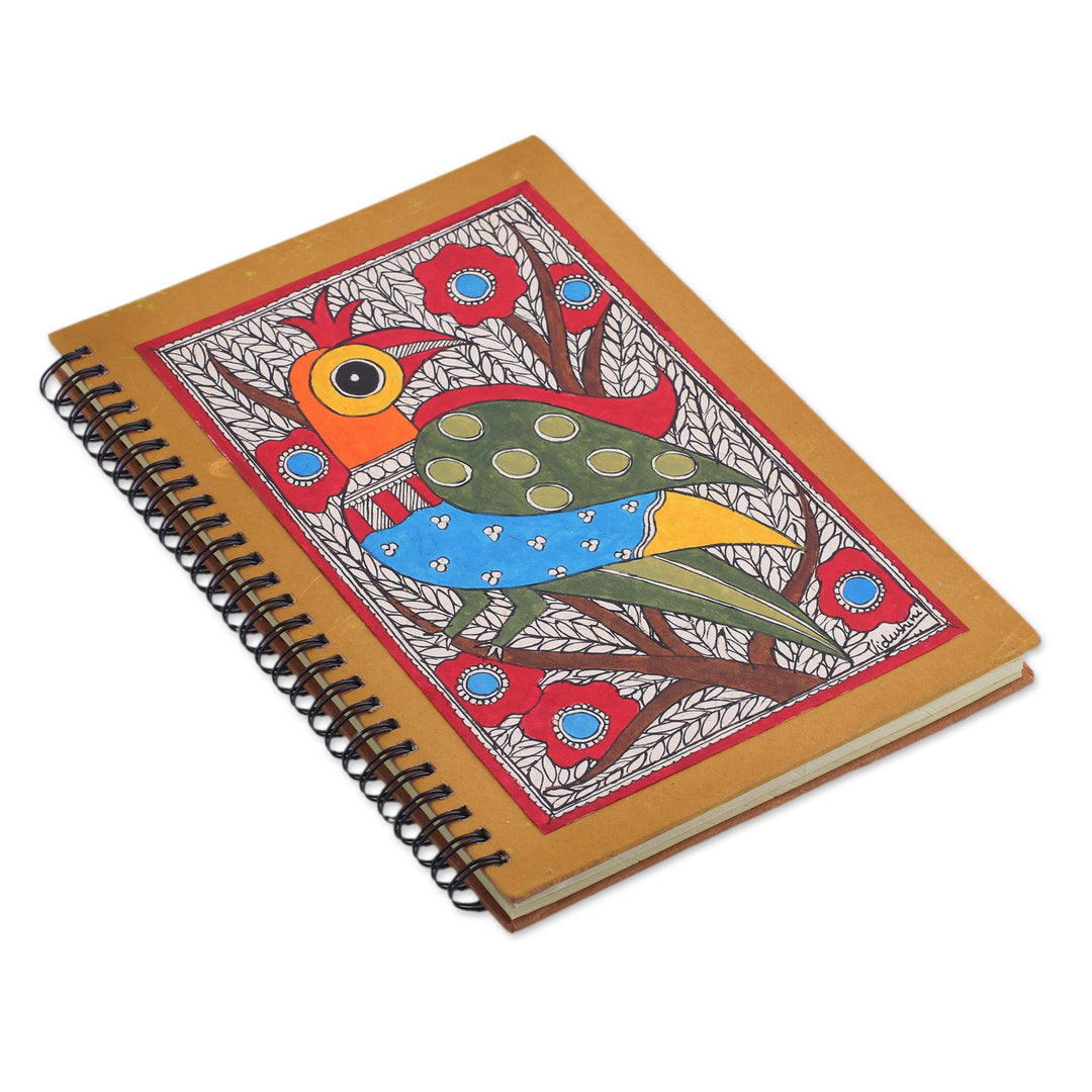 Madhubani Style Blank Handmade Paper Journal - Peacock Majesty