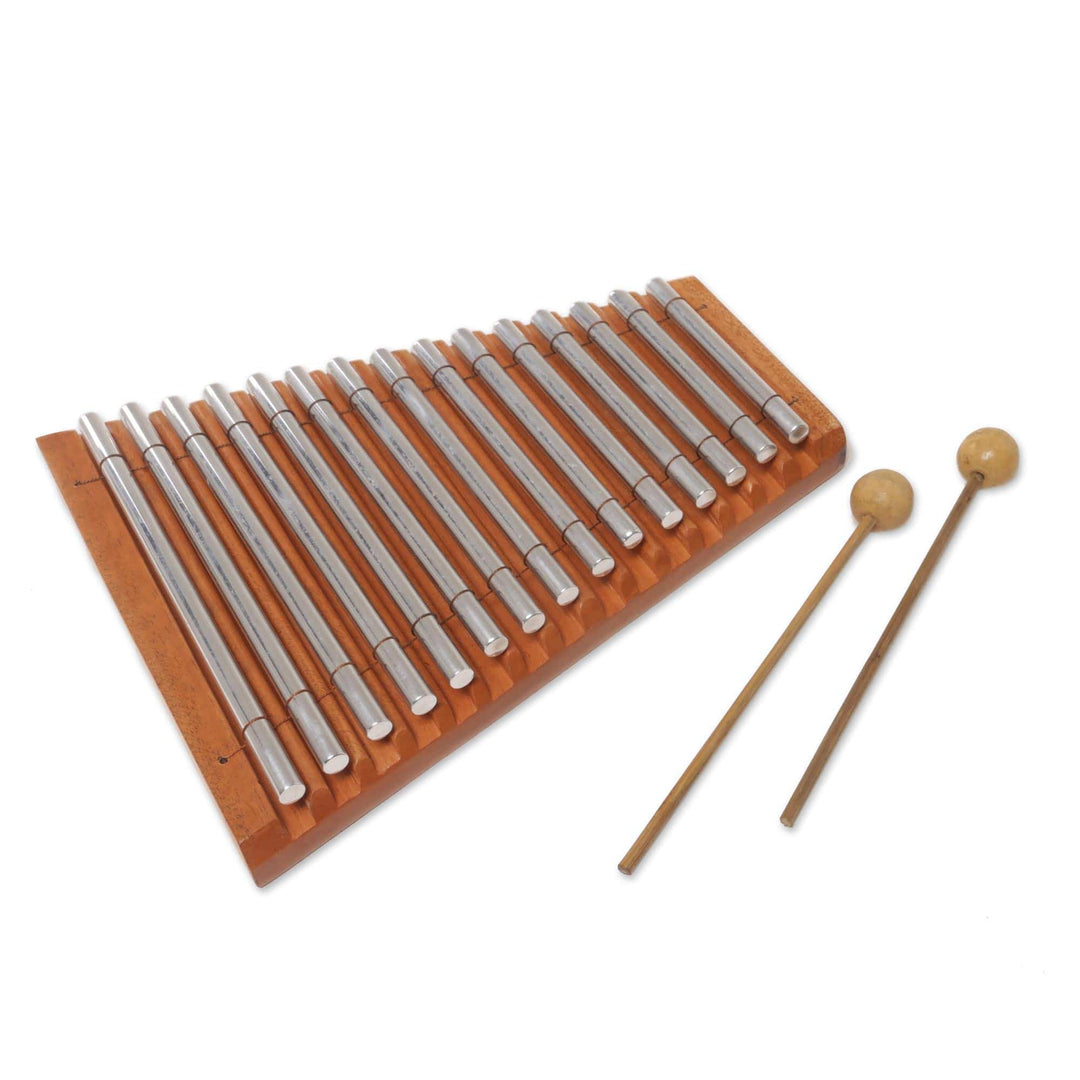 Balinese Handmade Teak Wood and Stainless Steel Xylophone - Chiming Joy