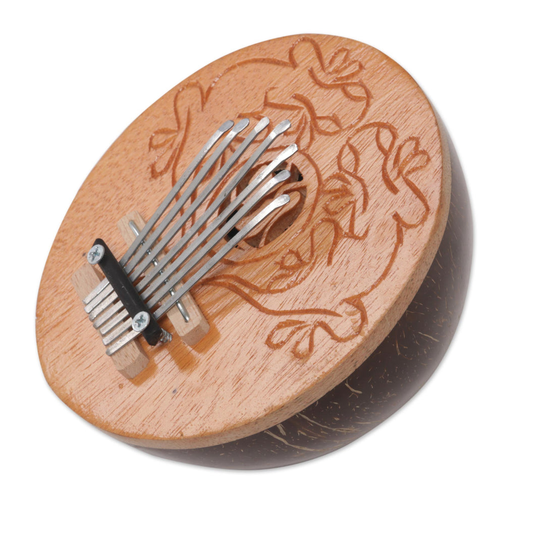Handcrafted Coconut Shell Kalimba Thumb Piano from Bali - Gecko Melody