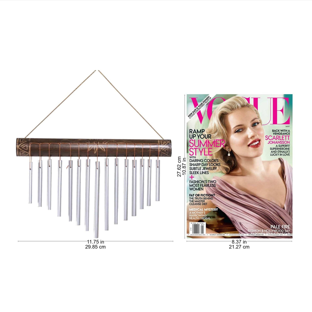 Bamboo and Aluminum Floral Wind Chimes from Bali - Melodic Blossom