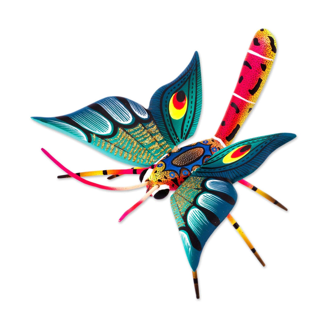 Hand-Painted Wood Alebrije Butterfly Sculpture from Mexico - Holy Butterfly