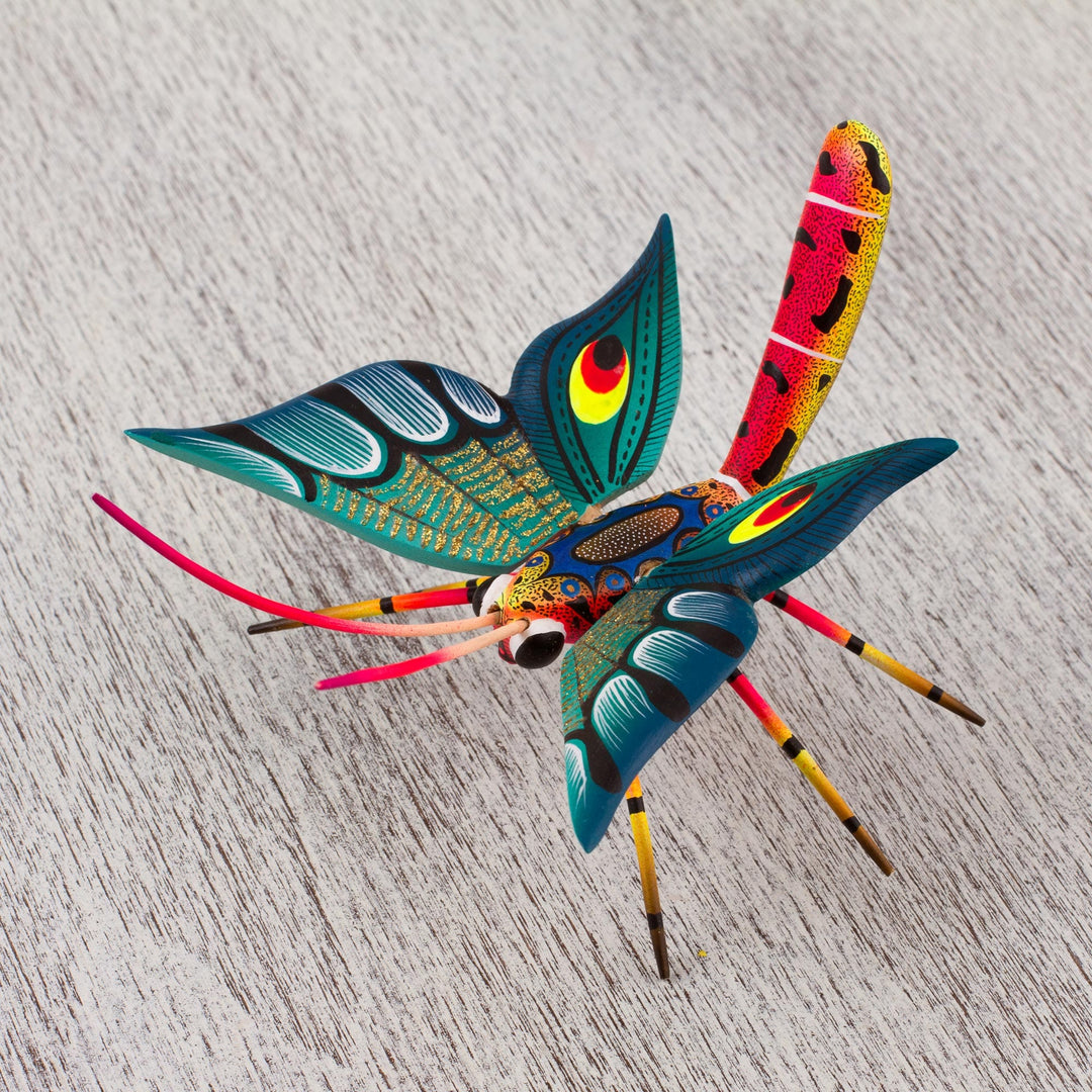 Hand-Painted Wood Alebrije Butterfly Sculpture from Mexico - Holy Butterfly
