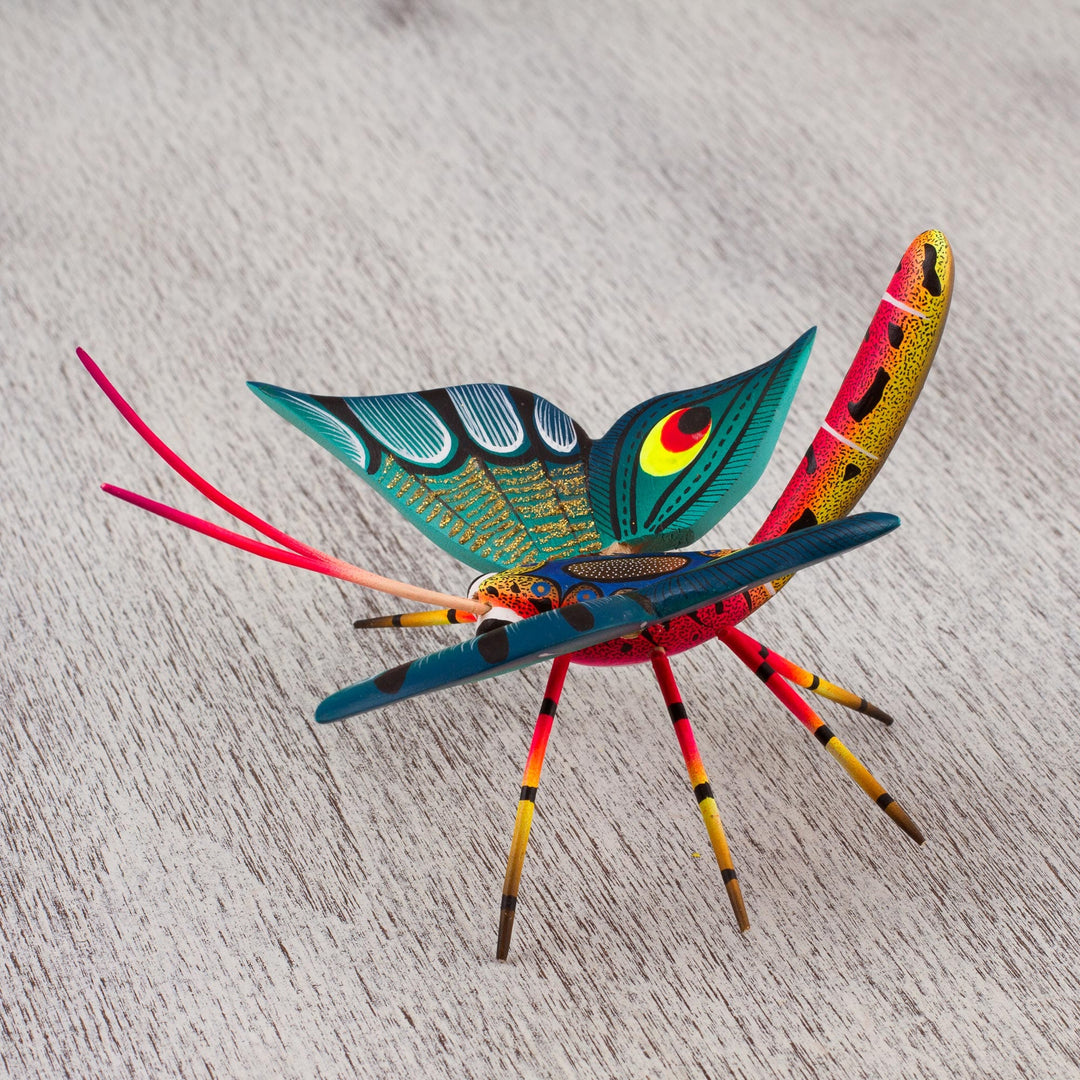 Hand-Painted Wood Alebrije Butterfly Sculpture from Mexico - Holy Butterfly