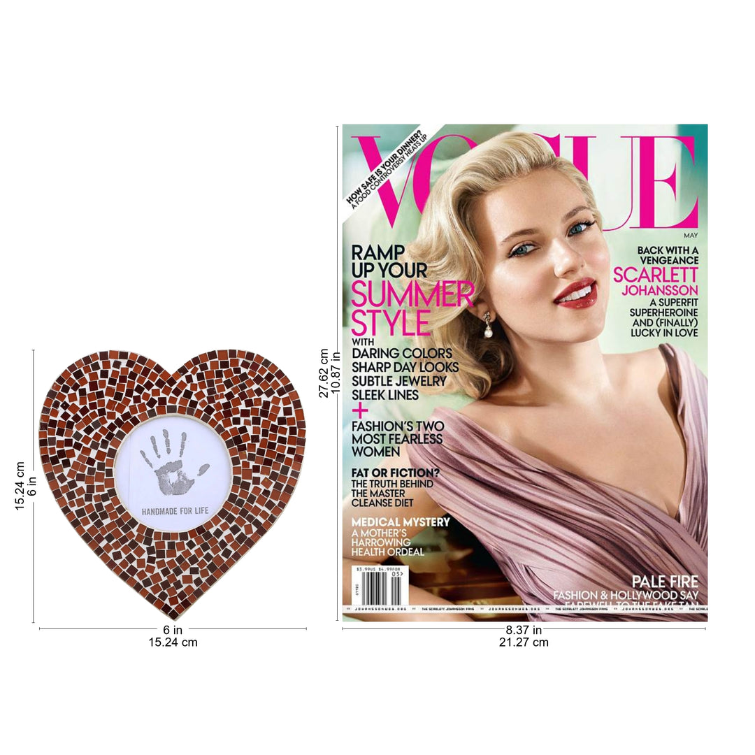 3 in. Glass Mosaic Heart Photo Frame in Red from India - Romantic Memories