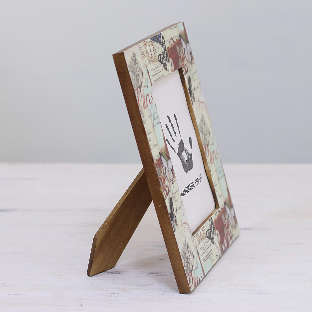 4x6 Rectangular Paris-Themed Wood Photo Frame from India - Enchanting Paris