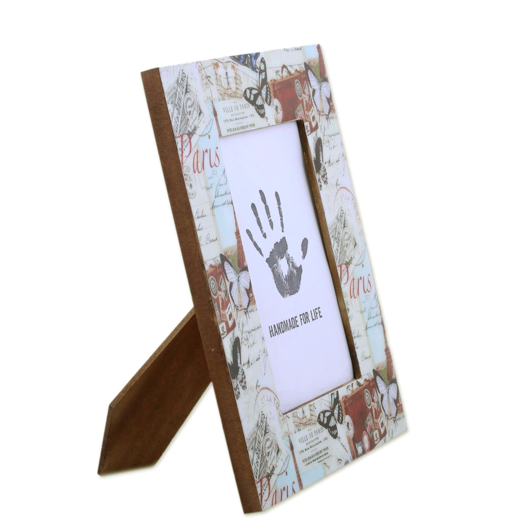 4x6 Rectangular Paris-Themed Wood Photo Frame from India - Enchanting Paris