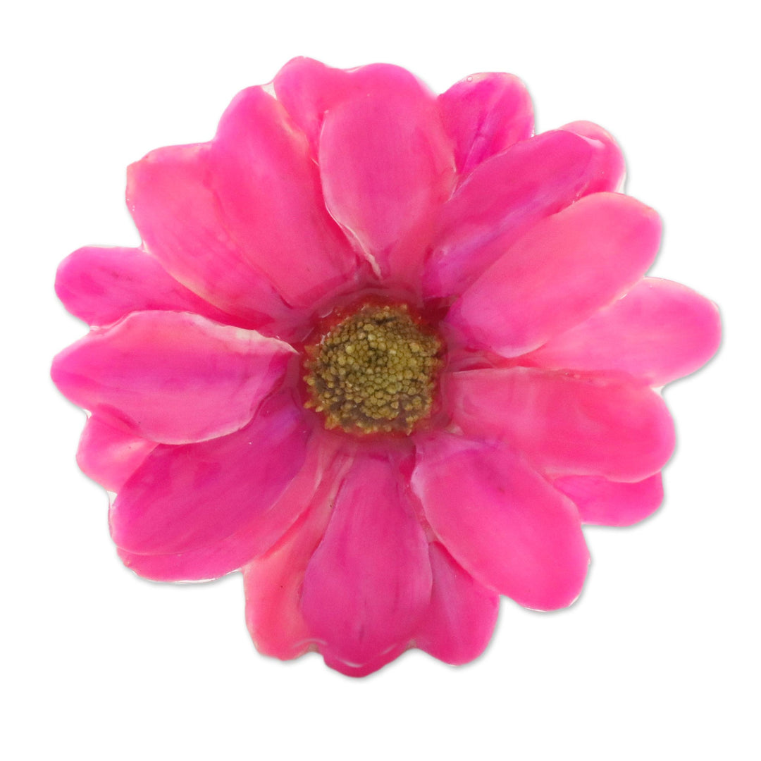 Natural Aster Flower Brooch in Fuchsia from Thailand - Let It Bloom in Fuchsia