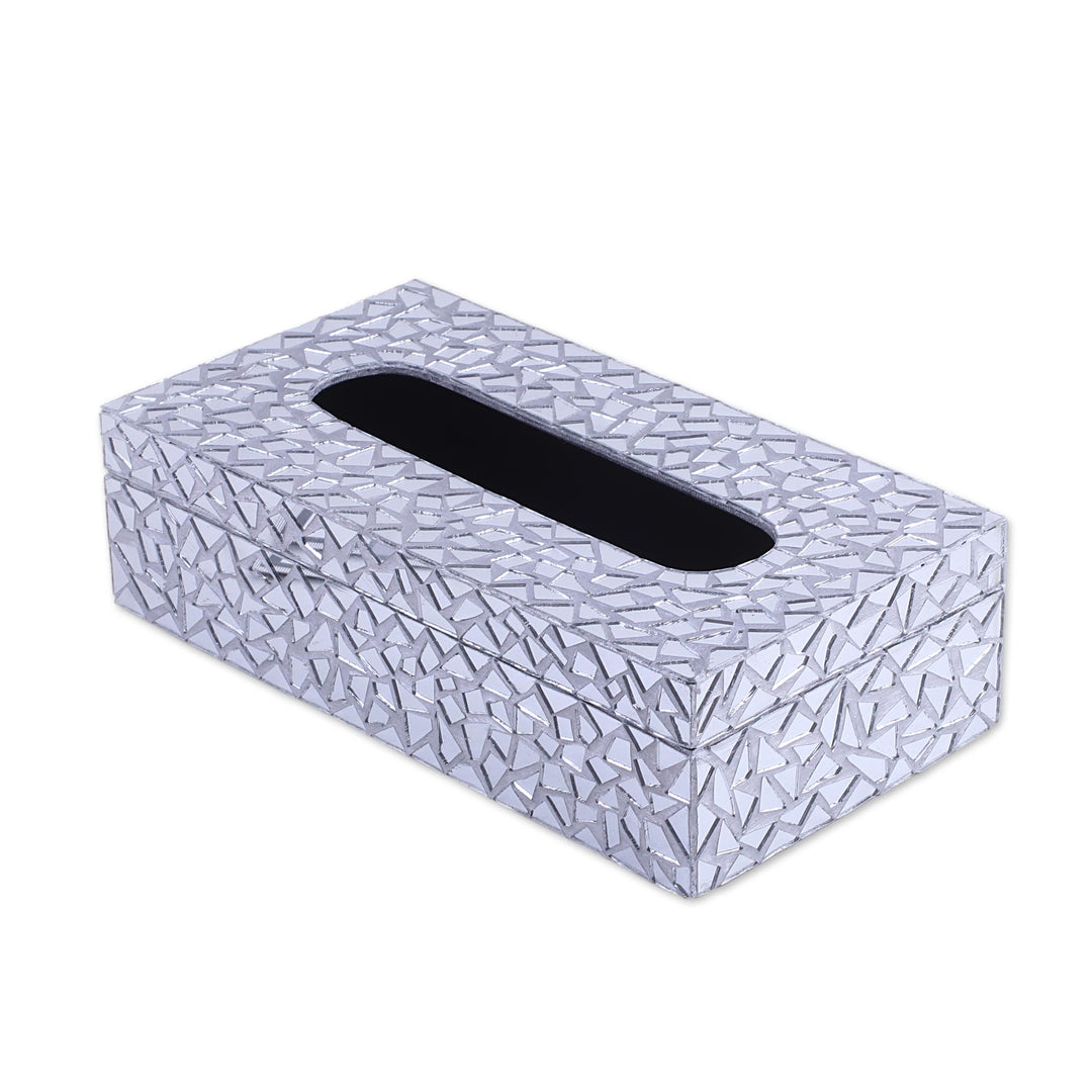 Glass Mosaic Reflective Tissue Box Cover from India - Reflective Perfection