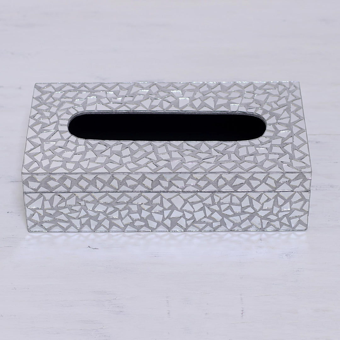 Glass Mosaic Reflective Tissue Box Cover from India - Reflective Perfection