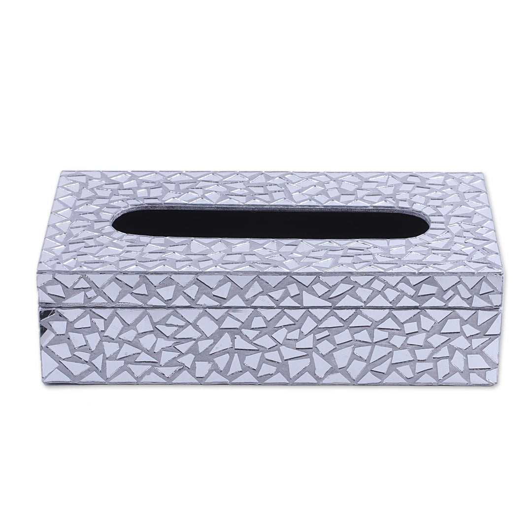Glass Mosaic Reflective Tissue Box Cover from India - Reflective Perfection