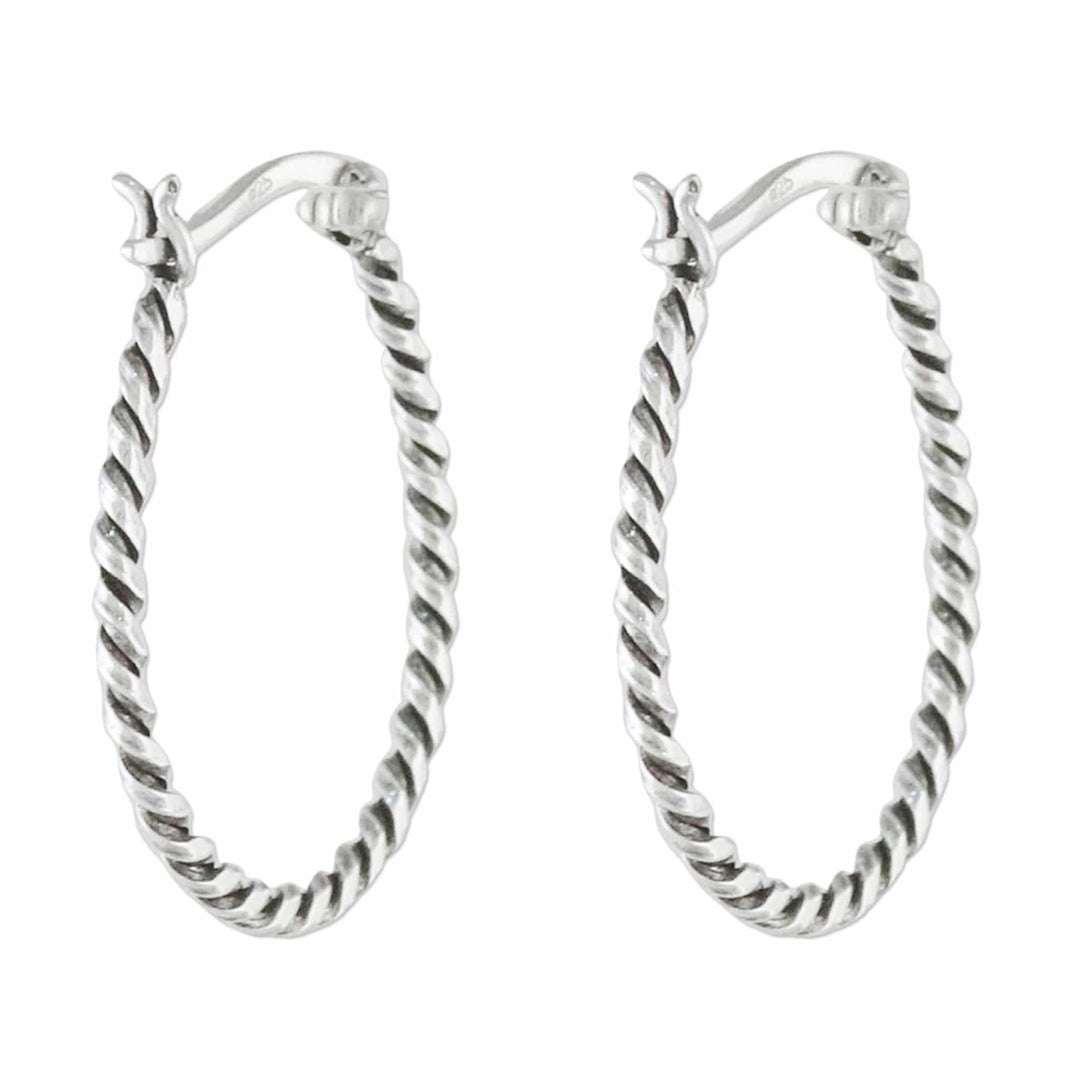 Handmade Sterling Silver Twisted Hoop Earrings from Thailand - Spiral Onwards