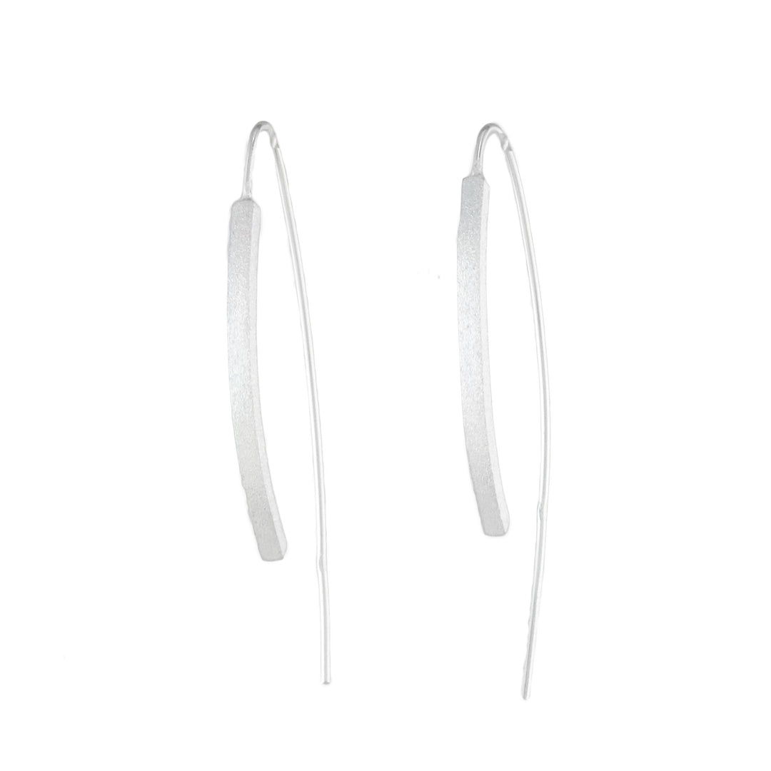 Curvy Sterling Silver Drop Earrings from Thailand - Curved Pillars