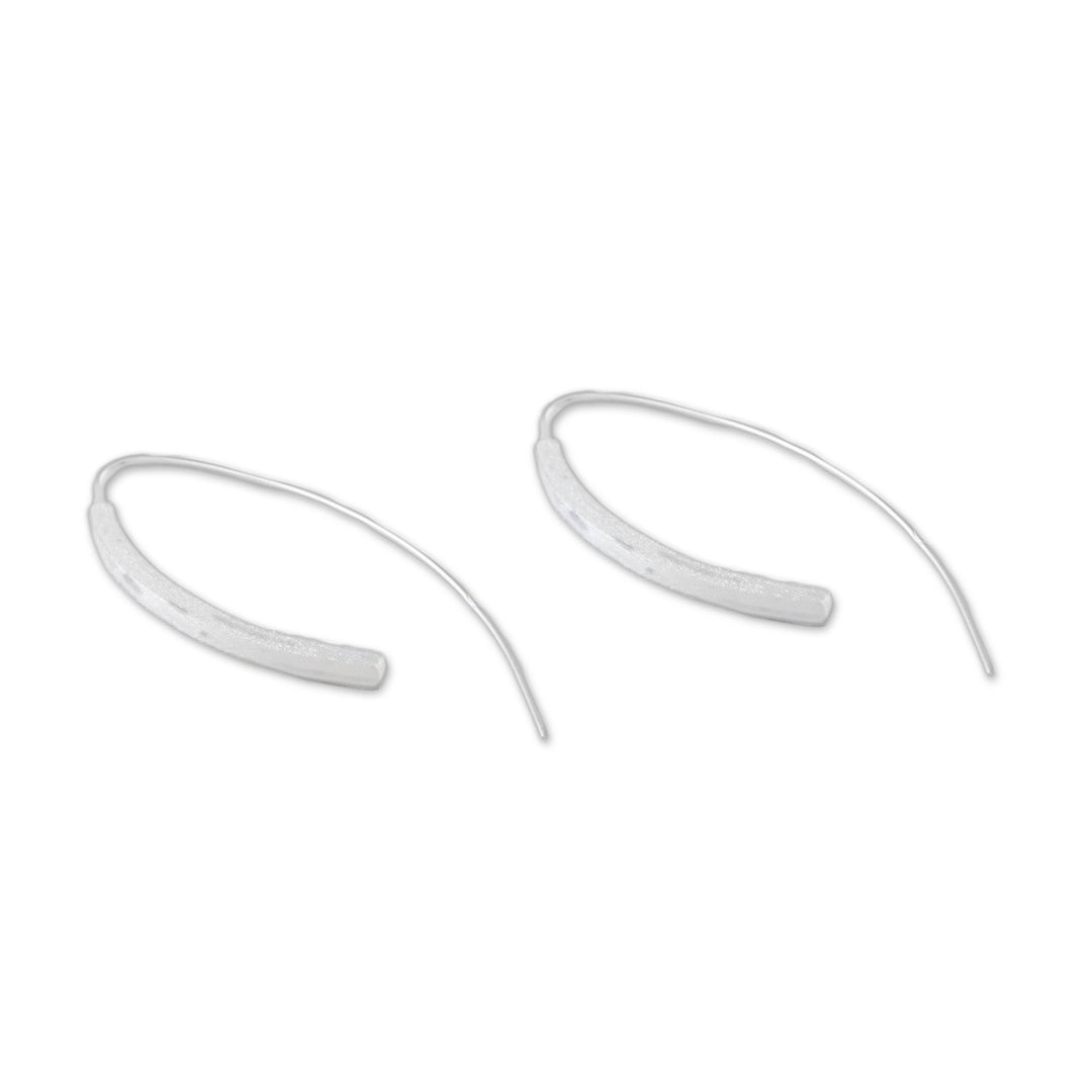 Curvy Sterling Silver Drop Earrings from Thailand - Curved Pillars