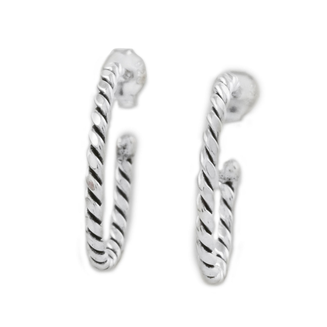 Handcrafted Sterling Silver Half-Hoop Earrings from Thailand - Spiral Away