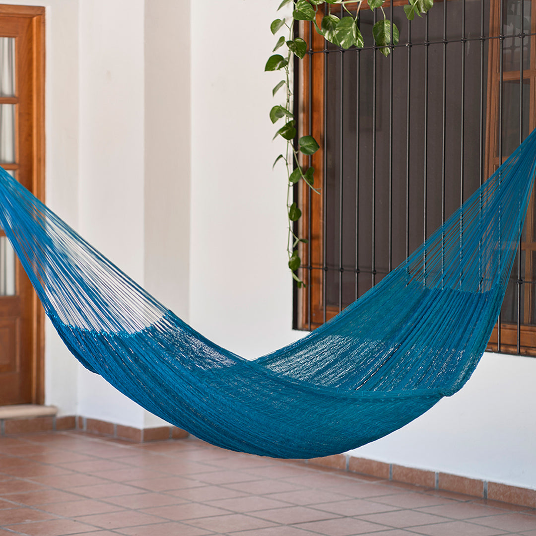 Handwoven Teal Hammock from Mexico (Single) - Teal Haven