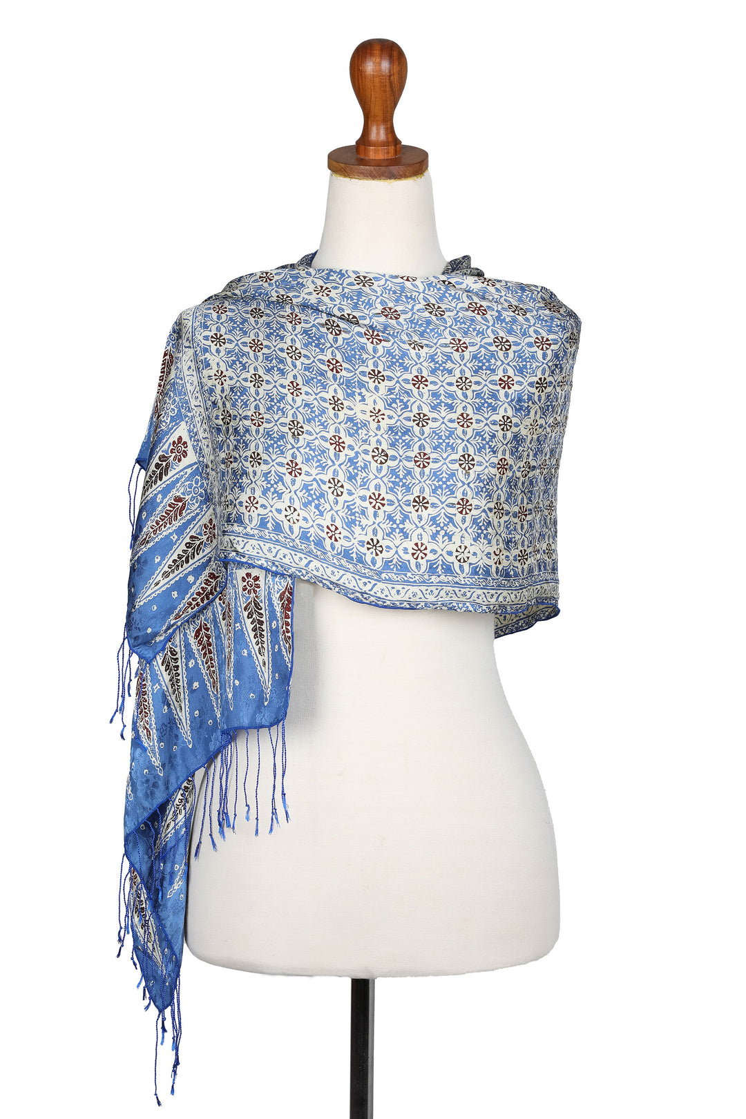 Batik Silk Scarf with Floral Motifs in Chartreuse from Bali - Truntum World in Chartreuse