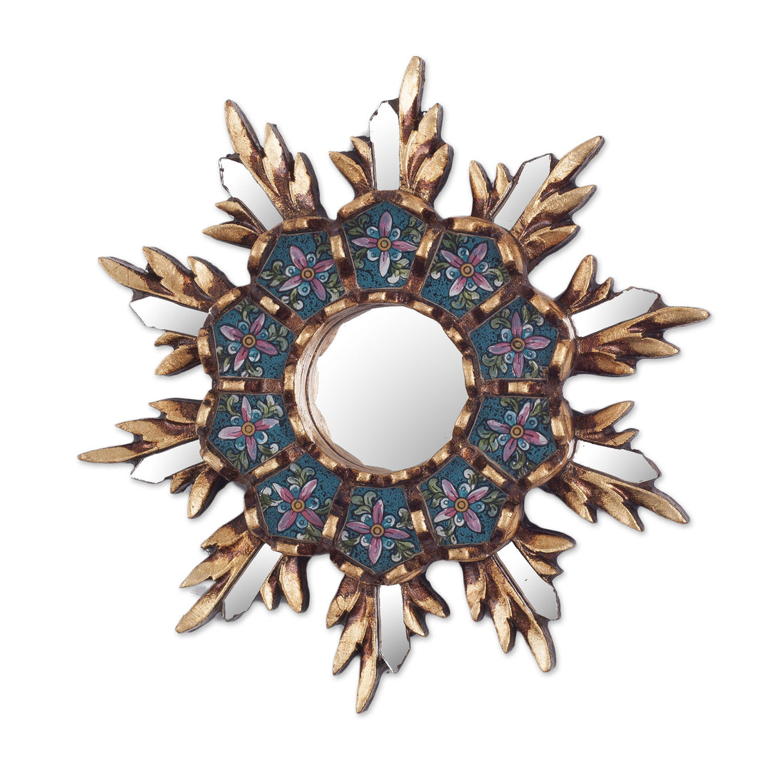 Colonial Style Reverse Painted Glass Wall Mirror - Cuzco Snowflake