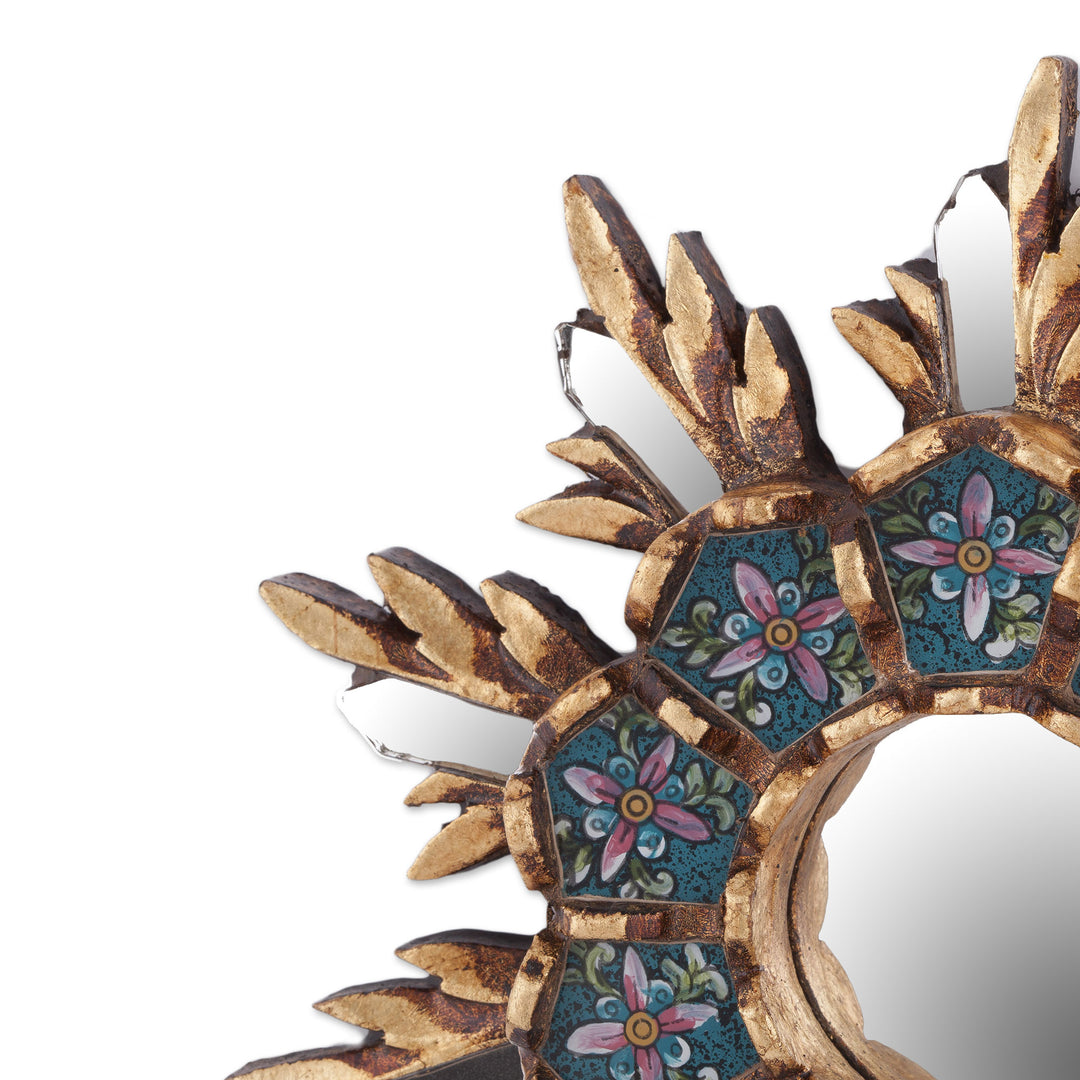 Colonial Style Reverse Painted Glass Wall Mirror - Cuzco Snowflake