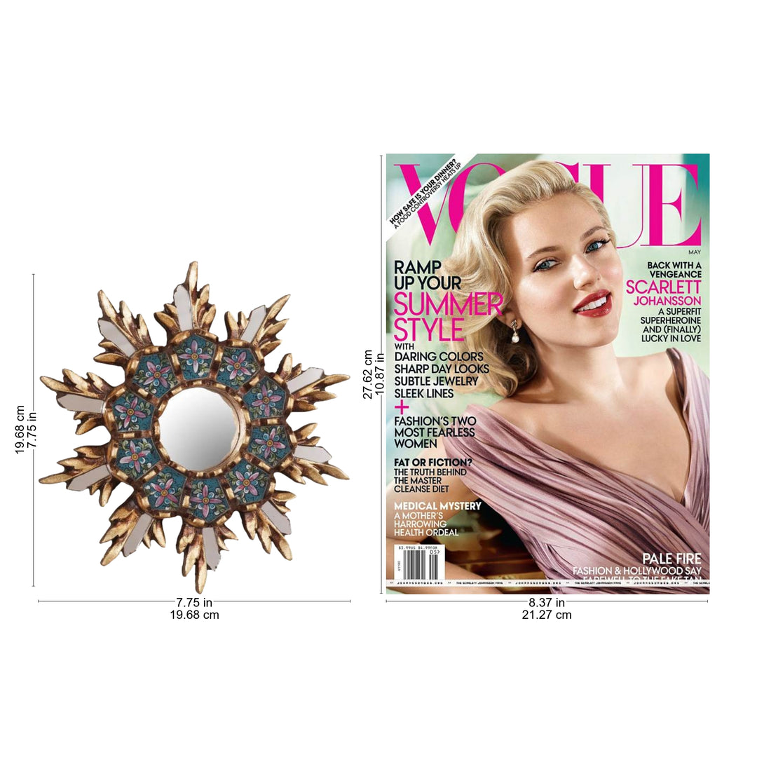 Colonial Style Reverse Painted Glass Wall Mirror - Cuzco Snowflake