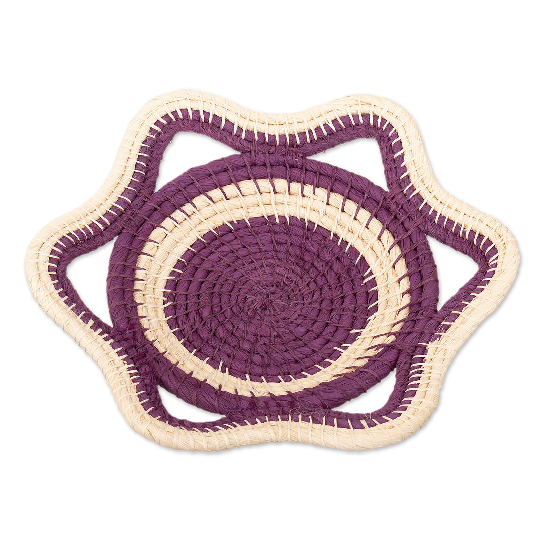 Chambira Fiber Decorative Basket in Magenta and Beige - Iquitos Beauty
