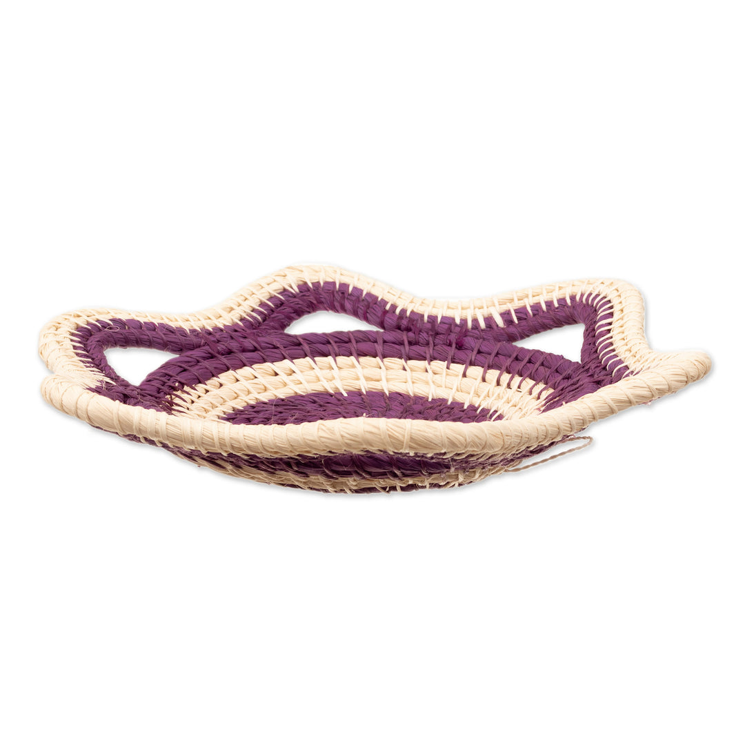 Chambira Fiber Decorative Basket in Magenta and Beige - Iquitos Beauty