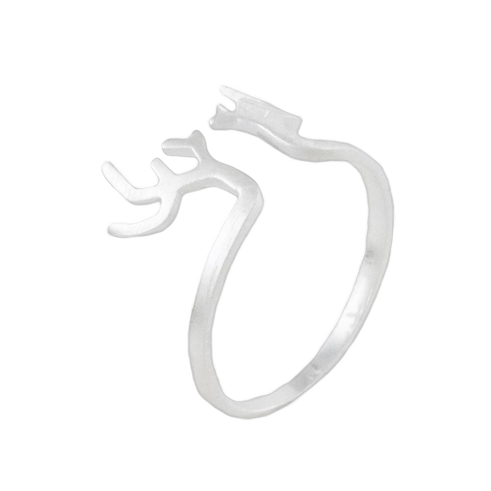 Satin Finish Sterling Silver Antler Ring from Thailand - Antler Charm