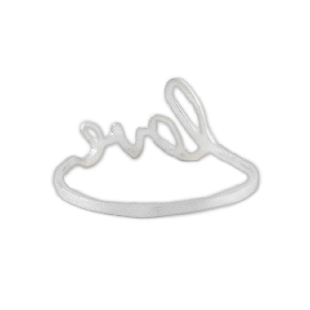 Love-Themed Sterling Silver Band Ring from Thailand - Gleaming Love