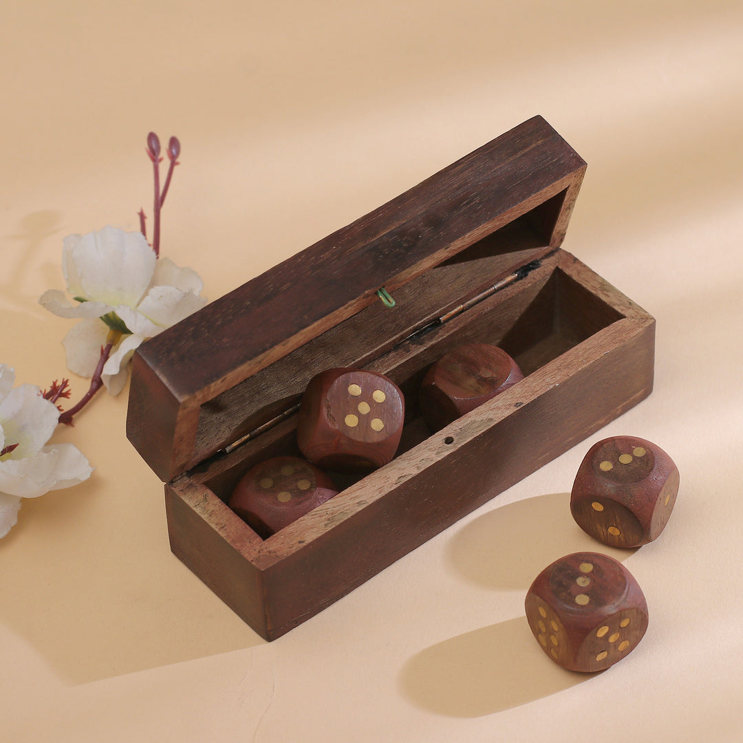 Handcrafted Wood Dice (Set of 5) from India - Delightful Chance
