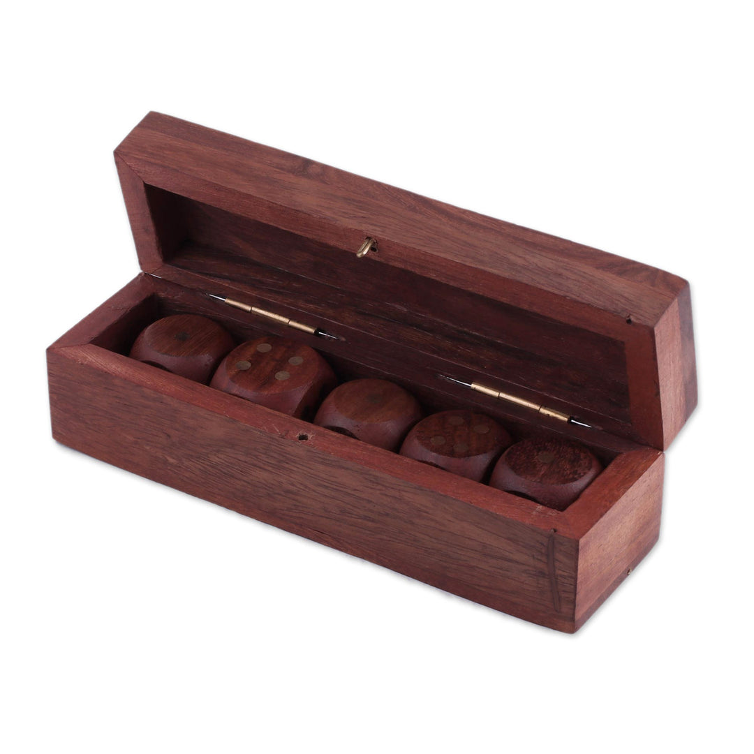 Handcrafted Wood Dice (Set of 5) from India - Delightful Chance