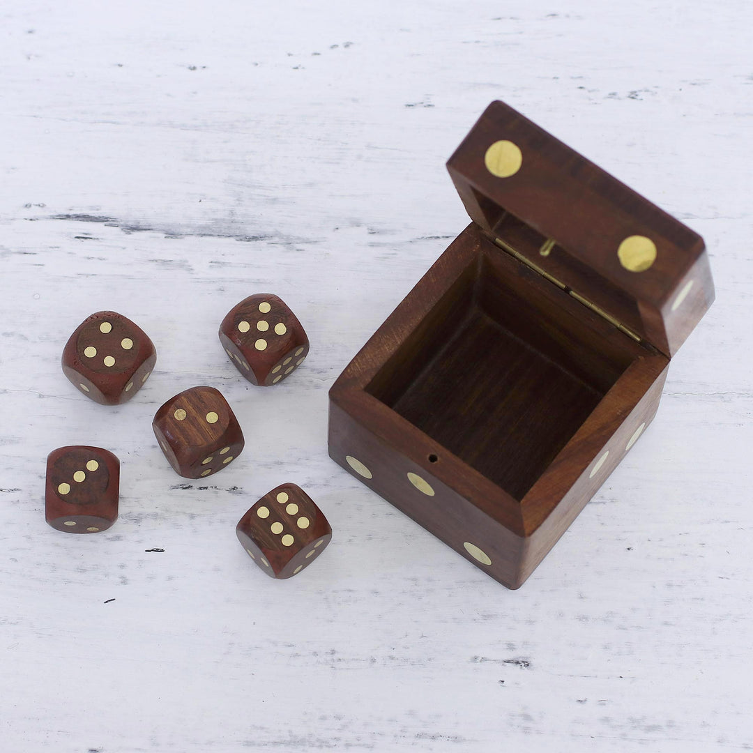 Wood Dice Set with Matching Box from India - Game of Chance