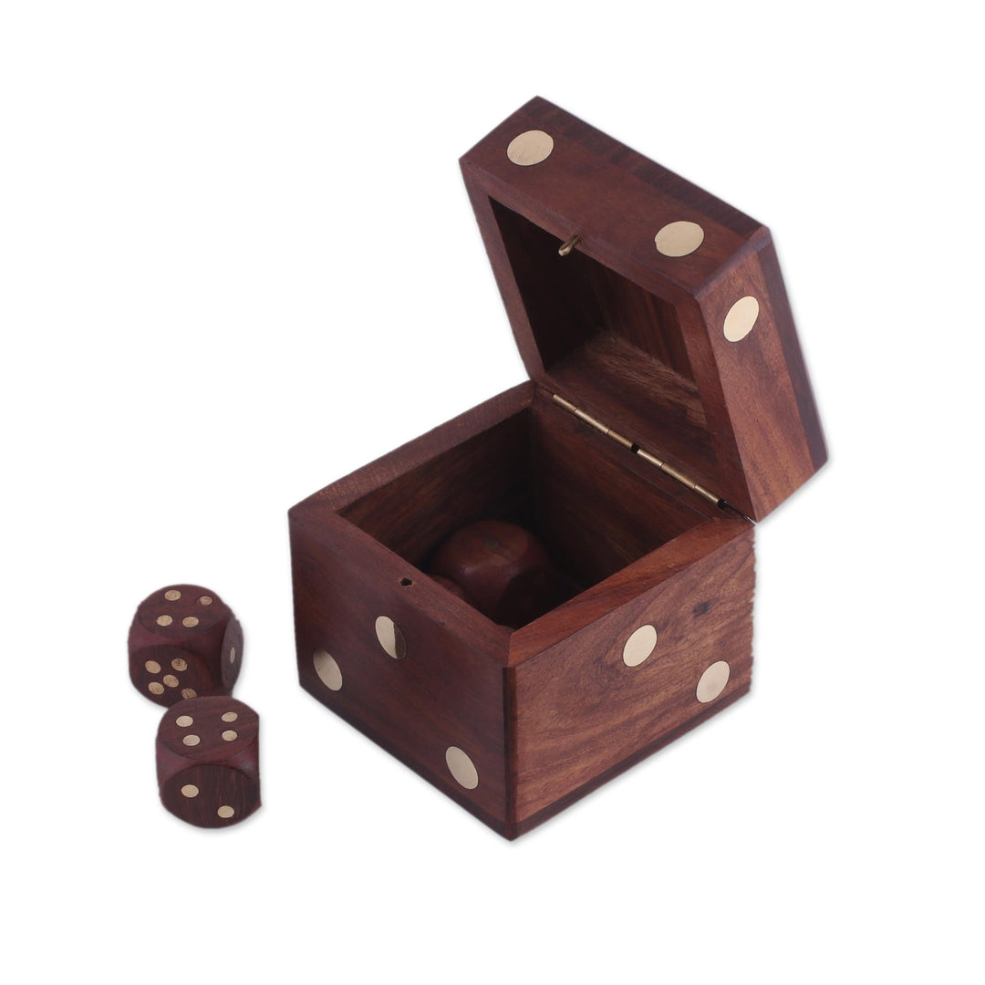 Wood Dice Set with Matching Box from India - Game of Chance