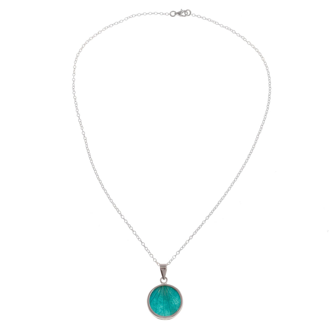 Sterling Silver and Natural Leaf Pendant Necklace from Peru - Hydrangea Leaf