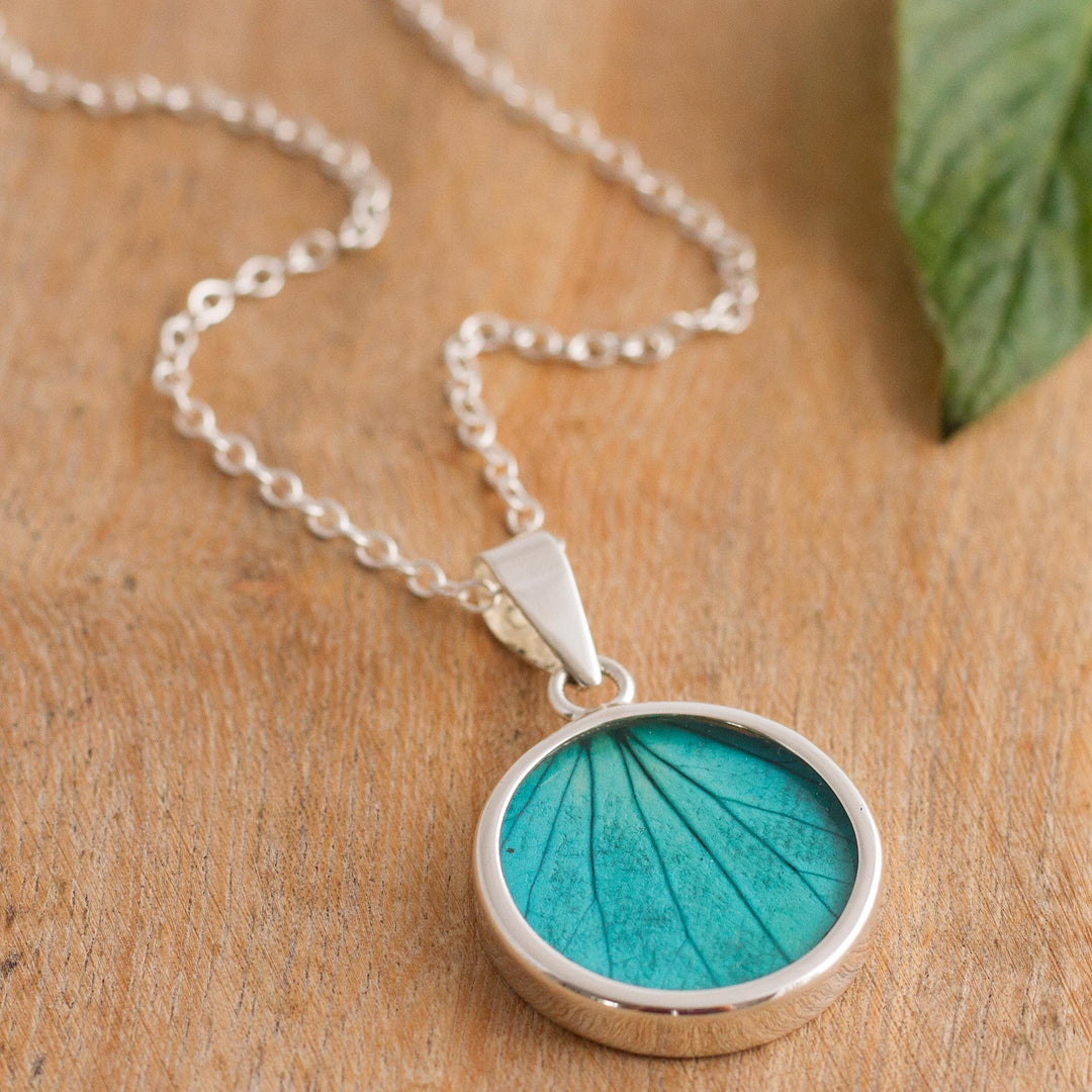 Sterling Silver and Natural Leaf Pendant Necklace from Peru - Hydrangea Leaf