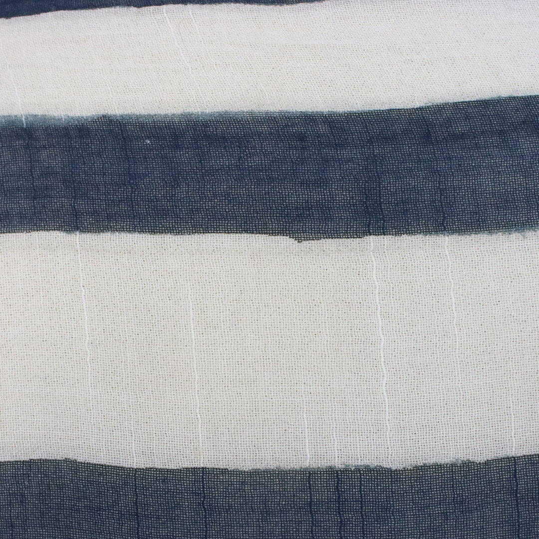 Handwoven Striped Cotton Shawl in Navy from Thailand - Cool Stripes in Navy