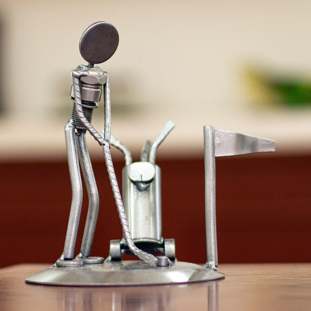Rustic Golfer Eco Friendly Auto Part Sculpture - Rustic Golf Tourney