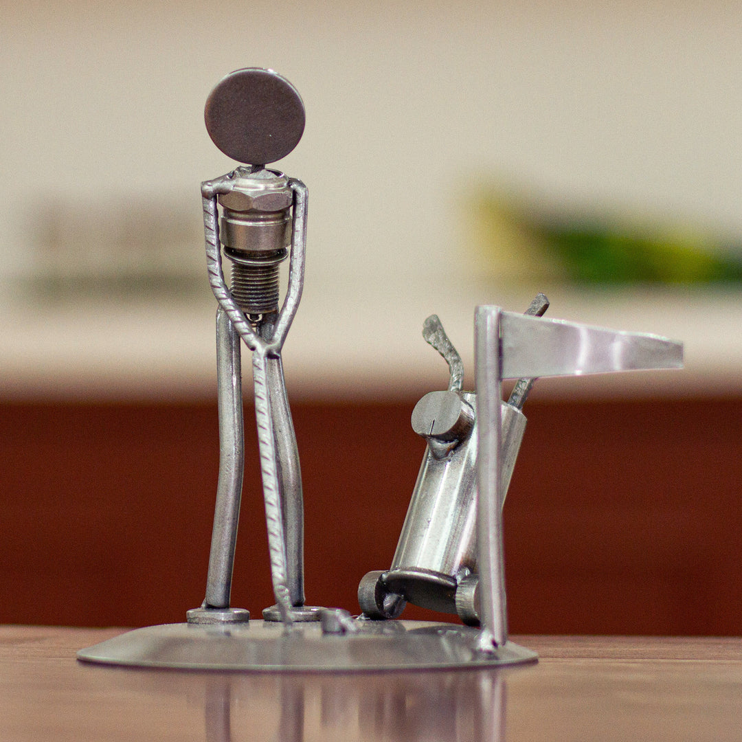 Rustic Golfer Eco Friendly Auto Part Sculpture - Rustic Golf Tourney